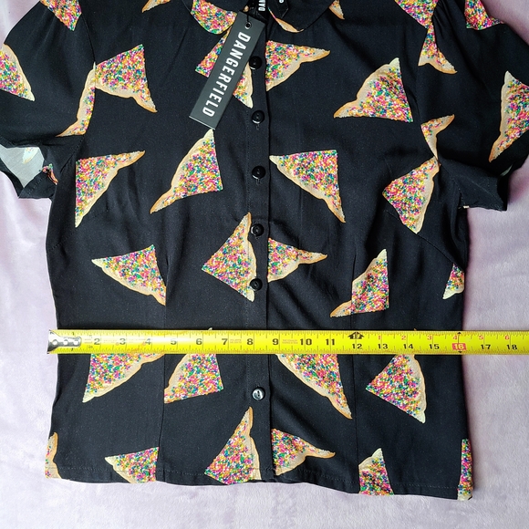 Dangerfield Black Fairy Bread Print Women's Blouse - Picture 4 of 5